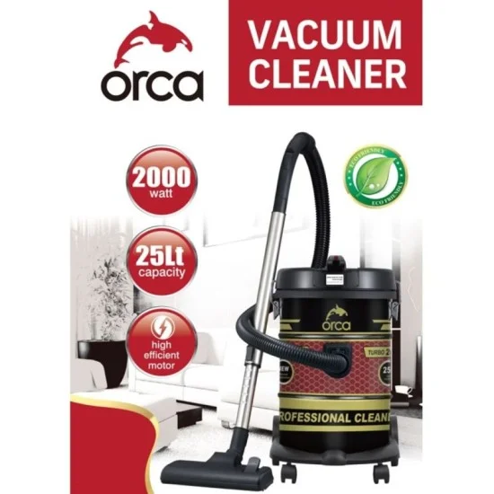 Orca 25L Cylinder Vacuum Cleaner, 2000W - Black